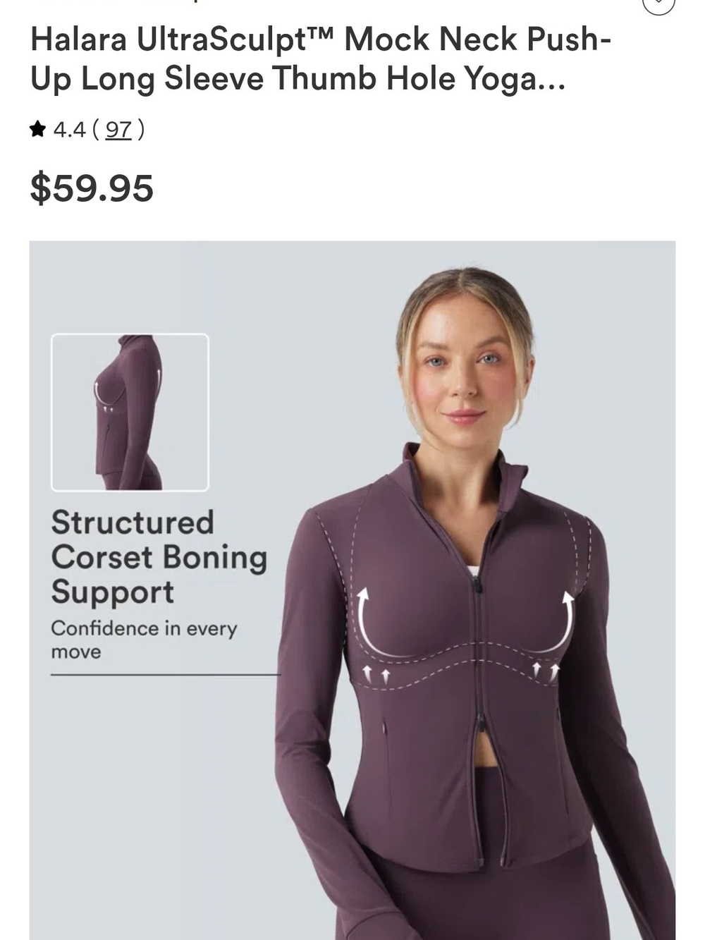 Halara UltraSculpt™ Mock Neck Zip-Up Jacket - Plum